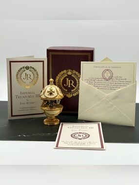 Joan Rivers Imperial Treasures III Carousel Egg Trinket Box Gold Metal Boxed
